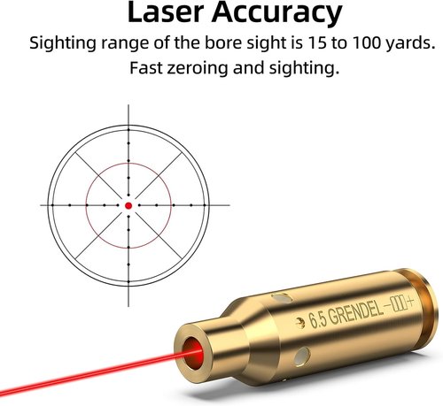 EZshoot 6.5 Laser Bore Sight - Red Laser Boresighter for 6.5CM/6.5 Grendel with Batteries Included
