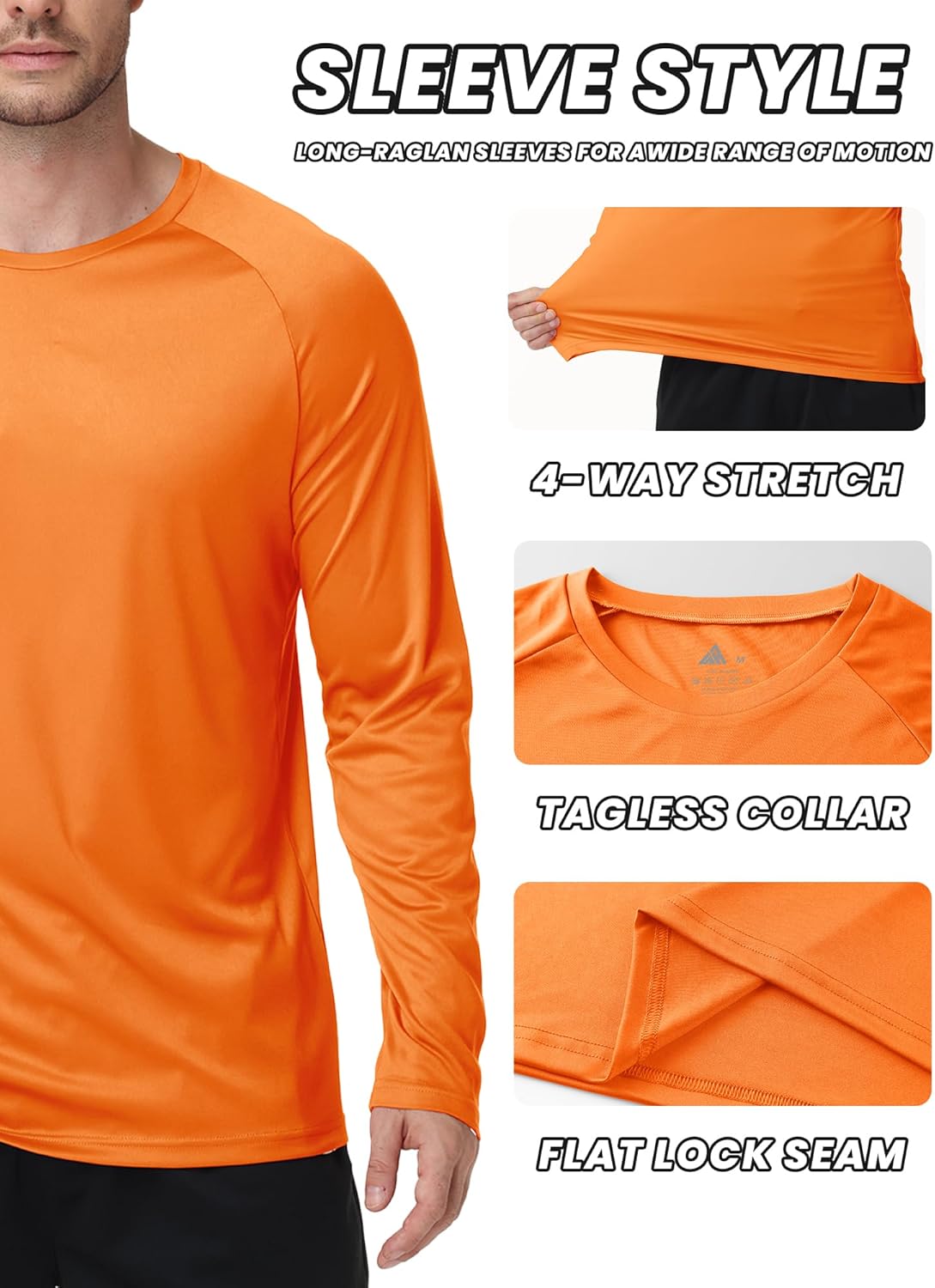 ZITY Long Sleeve Shirts for Men - UPF 50+ Sun Protection Crew Neck T-Shirts | 3-Pack for Outdoor Activities