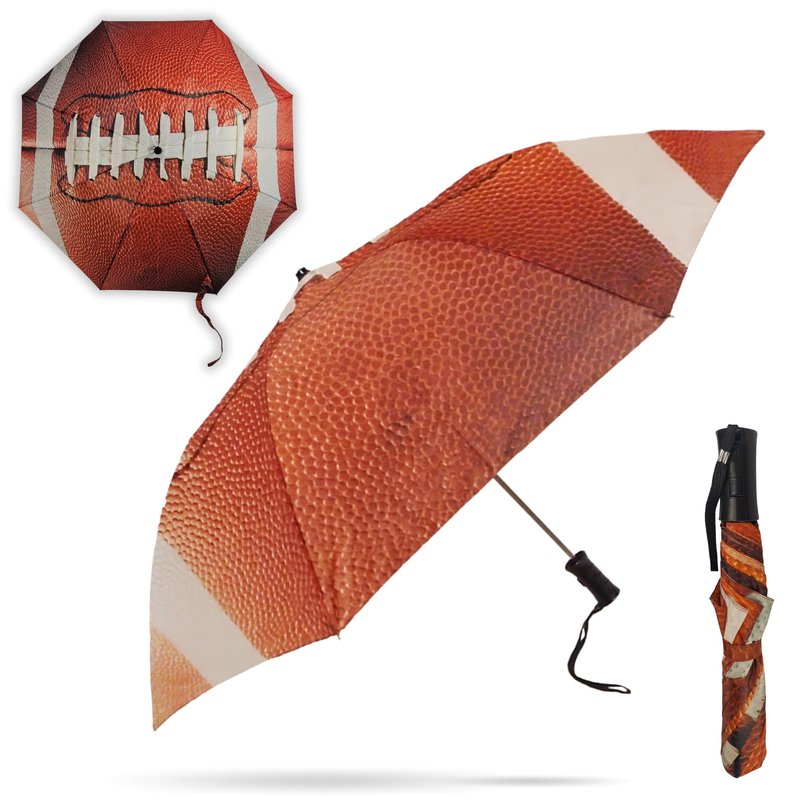 Storm Duds Ultra-Water Resistant Football Umbrella - 42” Coverage w/Molded Handle and Wrist Strap - Flexible, Wind & Rust Resistant Folds to 15.5 Inches