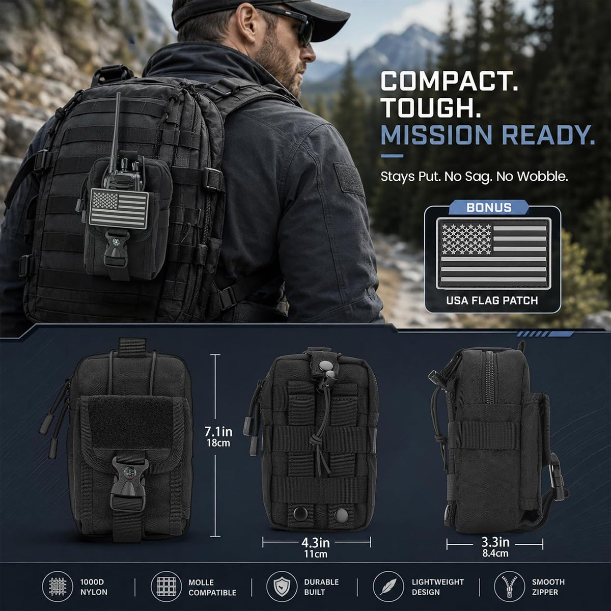 LEPHYON Tactical Molle Pouches, EDC Utility Pouch with Radio Holster