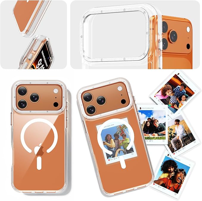 toushion 3 in 1 for iPhone 17 Pro Max Case Clear Bumper, Fits MagSafe,