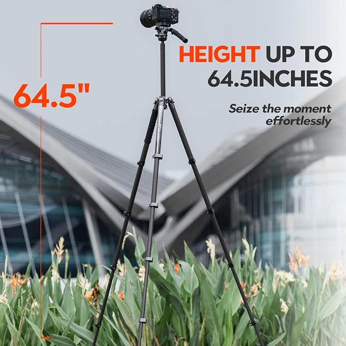 Fotopro Carbon Fiber Tripod 65 Inch Travel Tripod