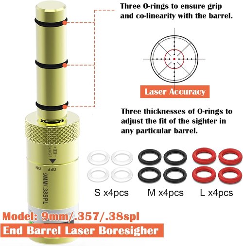 Bayattoo Laser Boresighter - Accurate End Barrel Sight for 9mm/.38/.22/.223/5.56/.357Mag/.380acp/.17hmr/.177cal/10mm/cal.40S&W