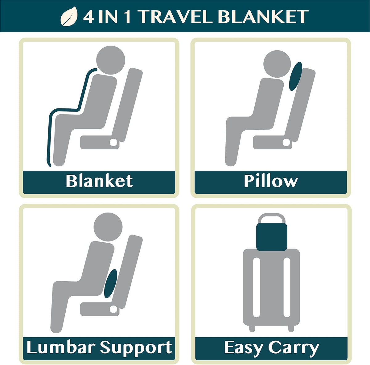 PAVILIA Travel Blanket and Pillow, Arms Opening Airplane Blankets for Adults, Compact Plane Blanket with Arm Hole 2-in-1 Bag for Flight Car Camping Fit in Luggage Backpack Traveler Gift, Navy Blue