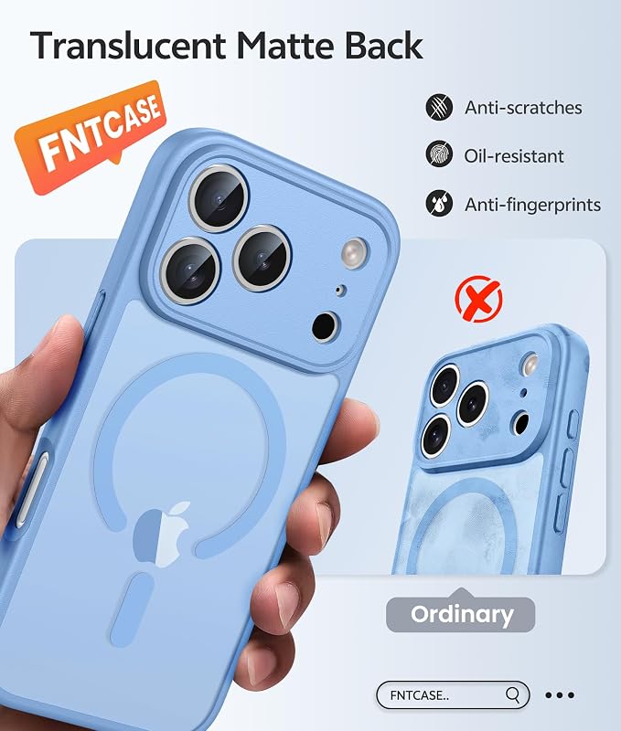 FNTCASE for iPhone 17 Pro Case: Translucent Matte Cases