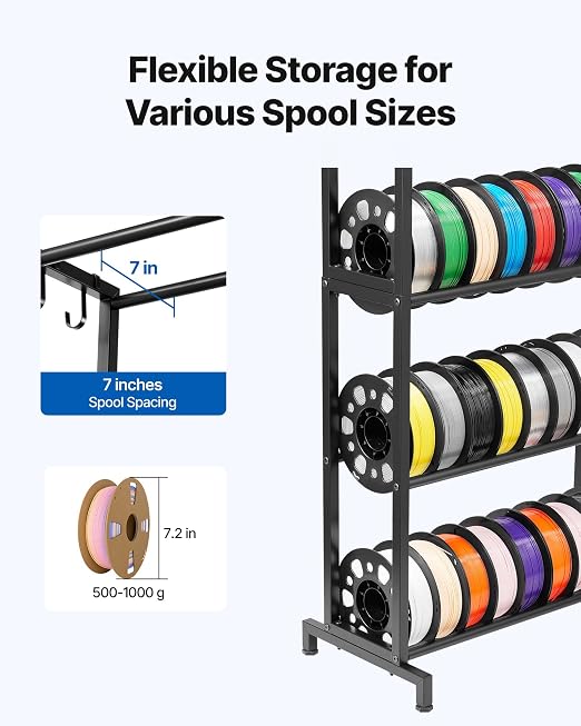 VEVOR 3D Printer Filament Storage Rack, 5 Tier Heavy Duty Storage Shelves