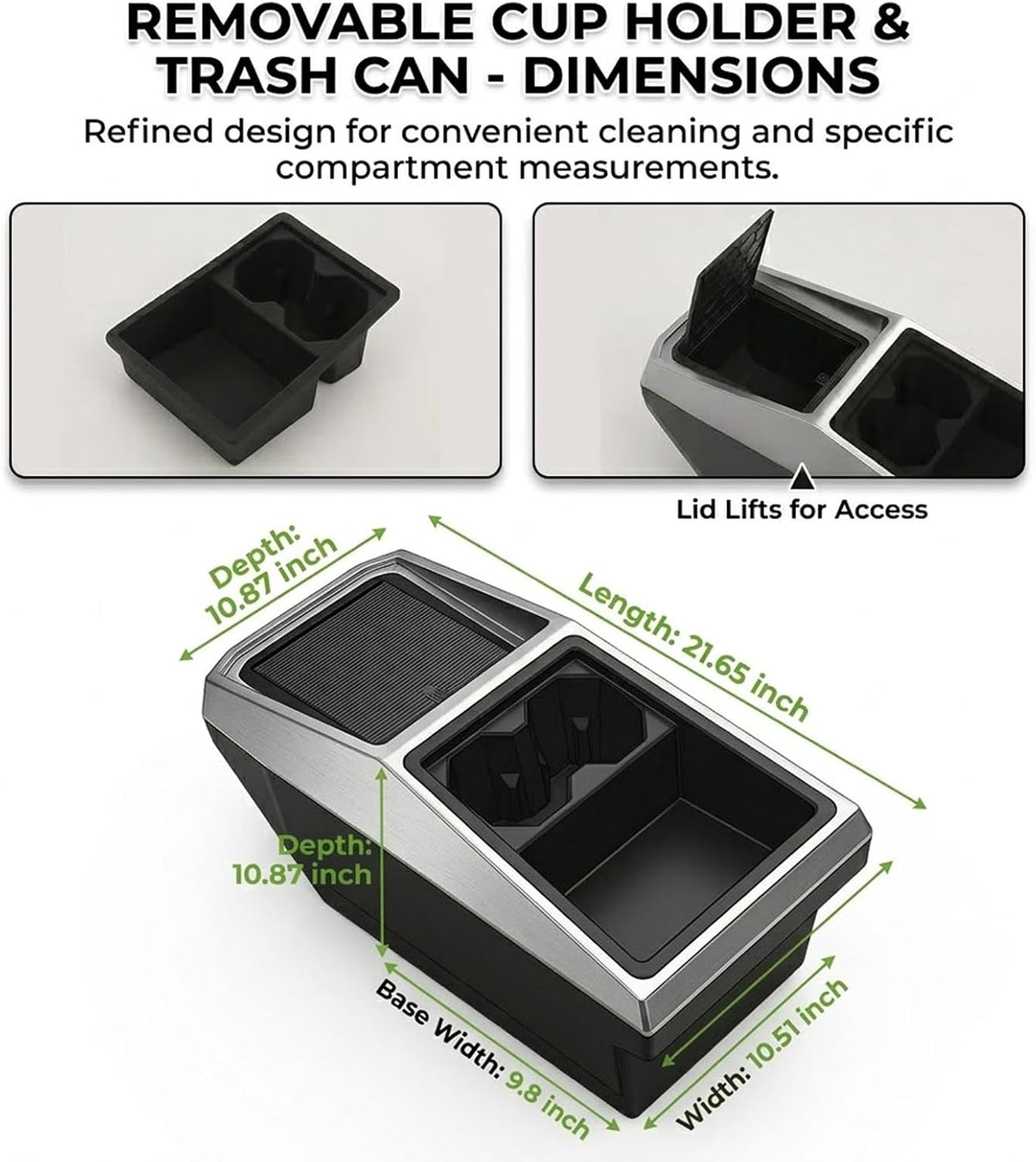 Floor Center Console Organizer for Tesla Cybertruck 2024-2026, Cybertruck Accessories Interior Storage Box, Double Layer Tray Insert, Anti-Slip TPE Console Organizer