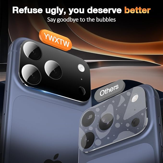 YWXTW [0 Bubbles for iPhone 17 Pro Camera Lens Protector, Full Coverage