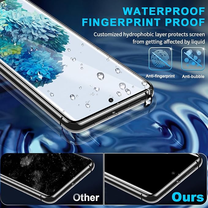 3 Pack Galaxy S20 Screen Protector, HD Clear Tempered Glass, Fingerprint Unlock