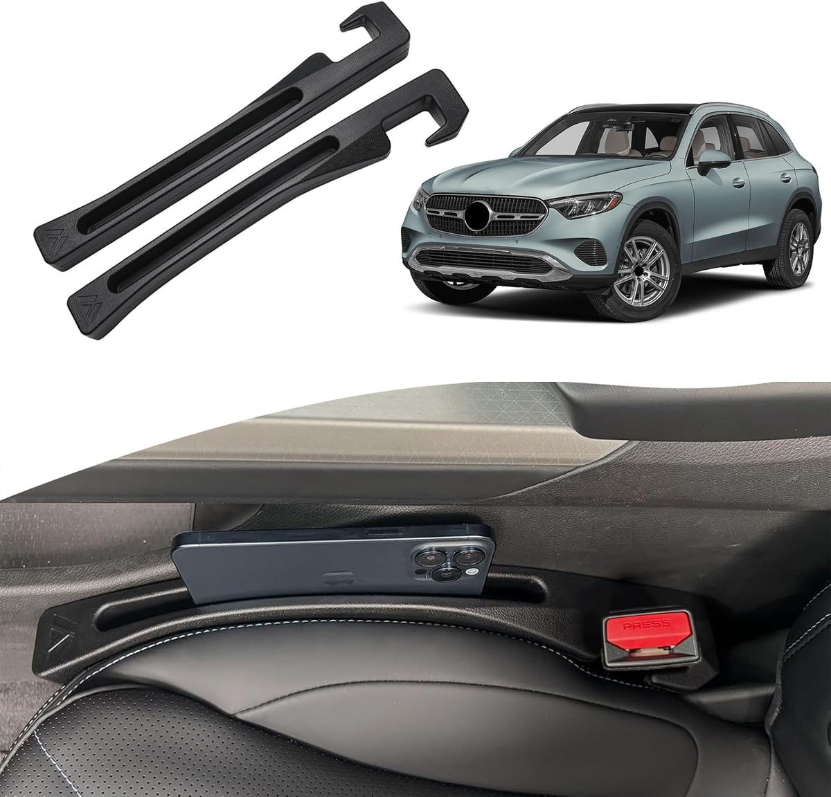 Seat Gap Filler for Mer-ce-de-s Benz GLE300/GLE350GLE400/GLE450 2016-2026 Black Pack of 2
