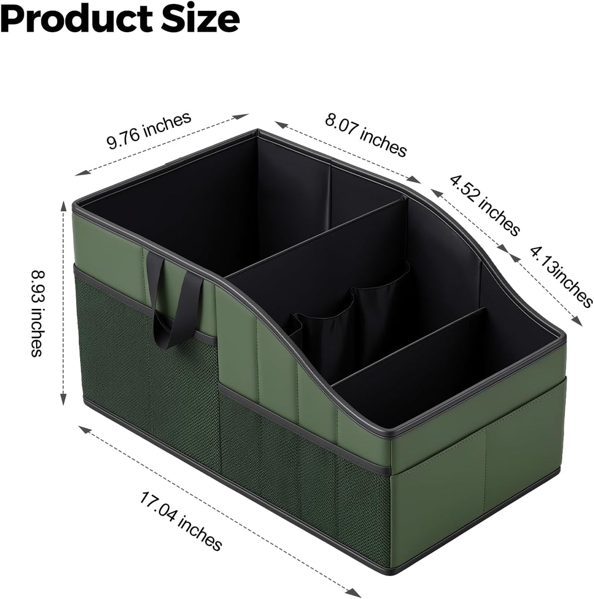 WHHMK Sturdy Leather Car Storage Support Up to 33 LB of Weight, Green