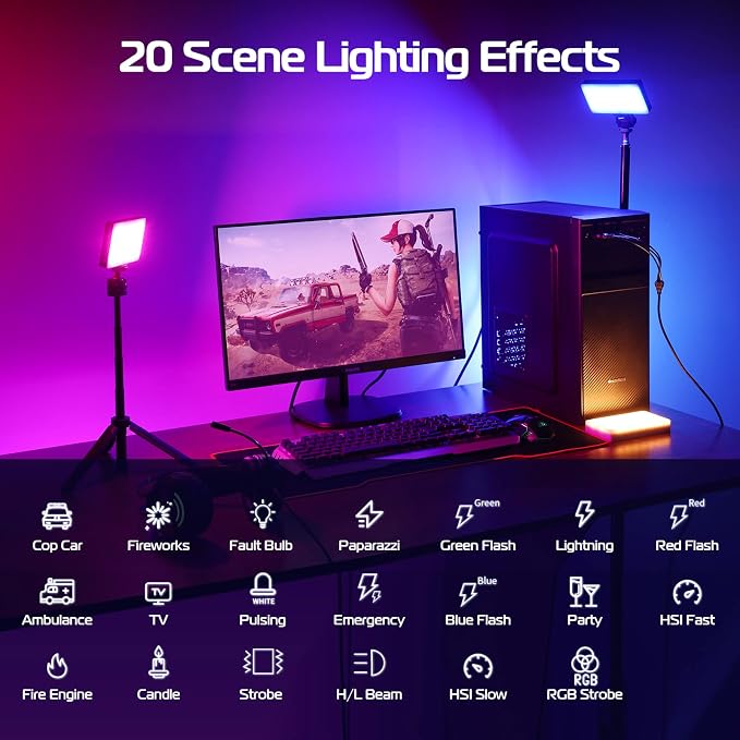 ULANZI LT002 RGB Video Light, Portable LED Camera Light Panel 0-360 Full Color