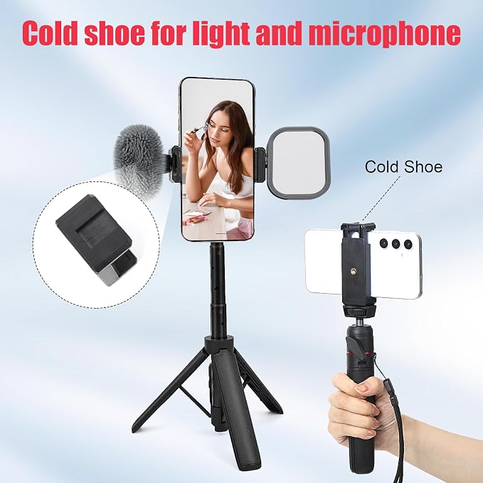 Extendable Mini Tripod, 8-23.6inch Height Adjustable 360 Rotation Ball Head