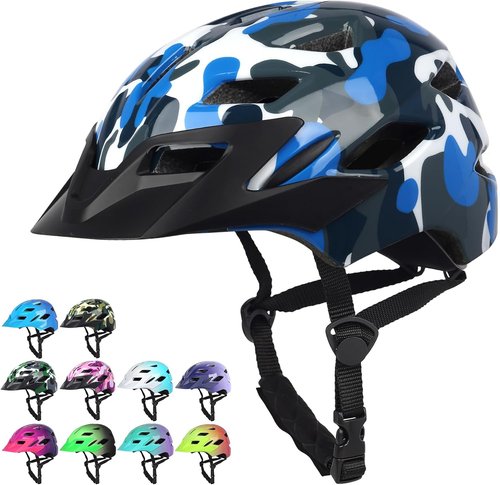 Bavilk Kids Bike Helmet - Adjustable & Lightweight with LED Light | Multi-Sport for Cycling, Skating & Scooters (19.7"-22.4")