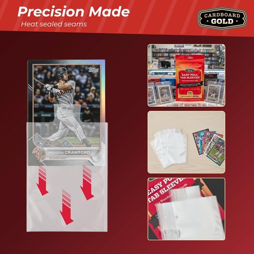 Cardboard Gold Tabbed Sleeves - 2-Mil Archival Safe Design for Card Saver 1 & Toploader - 100 Count