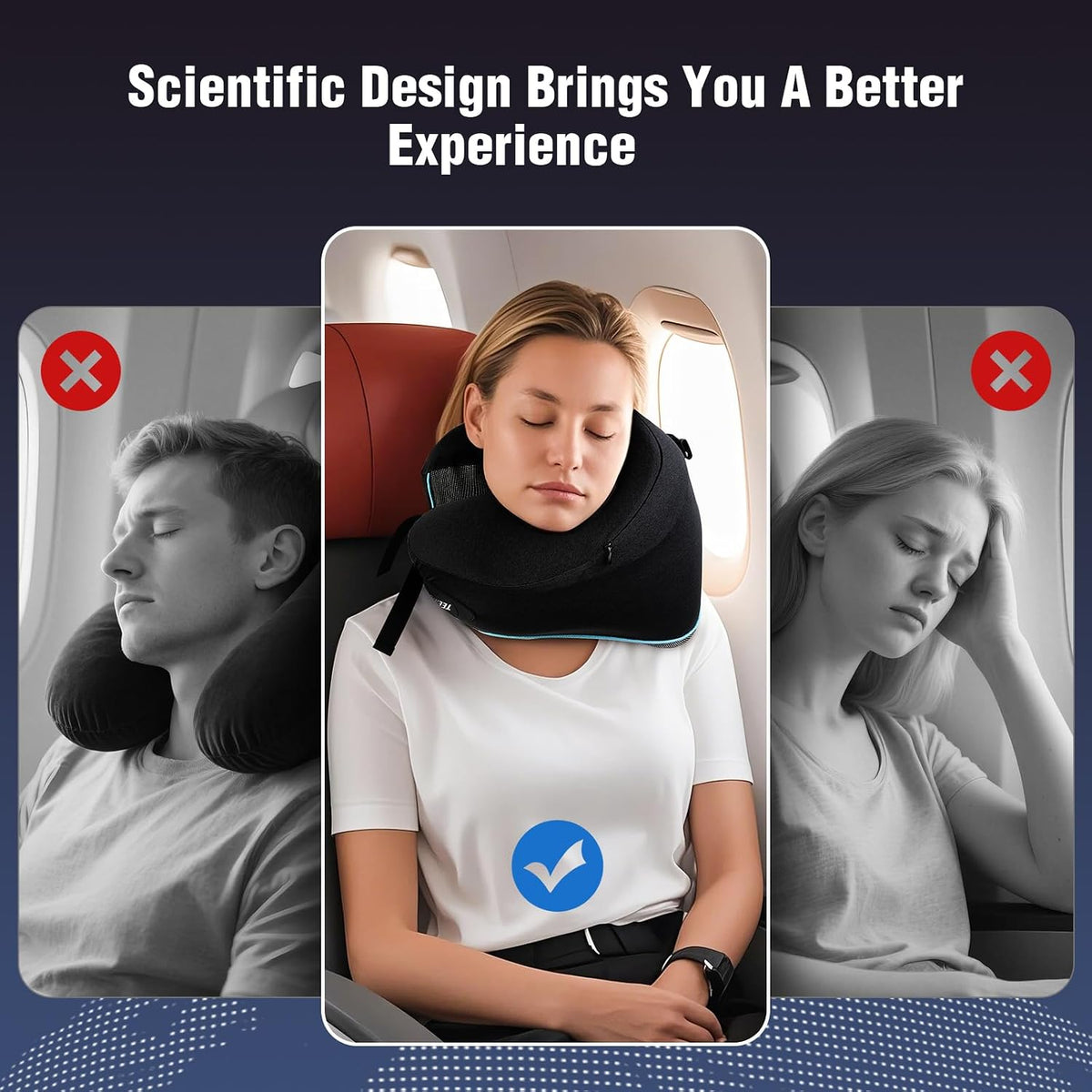 Teemour Neck Pillow for Traveling, Travel Neck Pillow for Airplane Travel Essentials Memory Foam Travel Pillow for Flight with 360° Support Portable, Design for Airplane, Car & Office