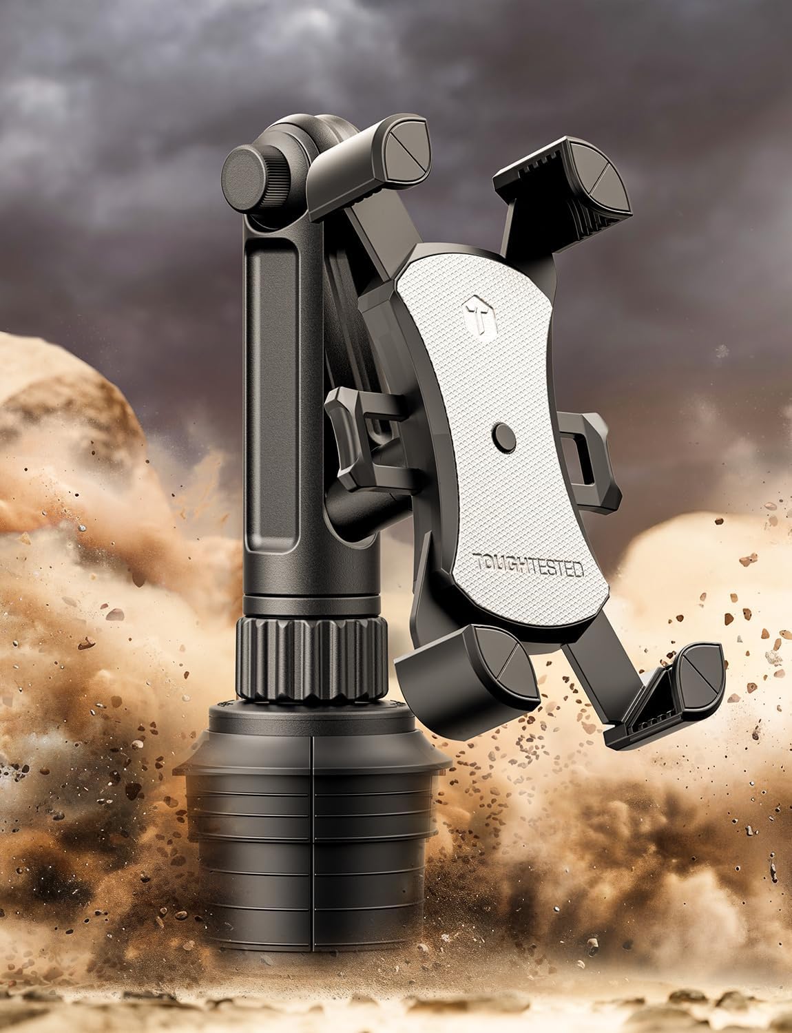 ToughTested Cup Holder Phone Mount, Heavy Duty Boom Arm, Adjustable Grip