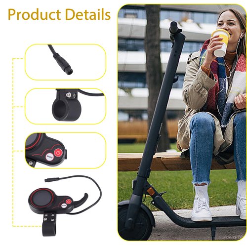 equlup 6pin Display Thumb Throttle, 2 in 1 Speedometer Manual Control Panel 3.6cm/1.4in Display Screen Thumb Throttle Replacement for Electric Scooter (60V)