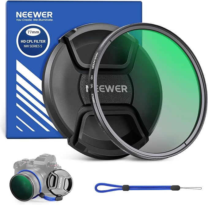 NEEWER 77mm CPL Filter with Lens Cap, Ultra Slim Multi Resistant Nano Coated