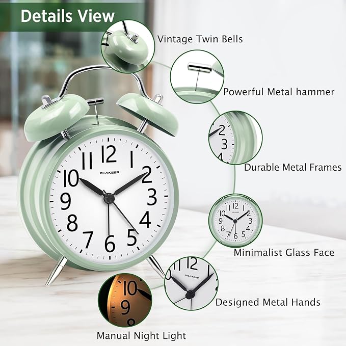 Peakeep Loud Battery Alarm Clock