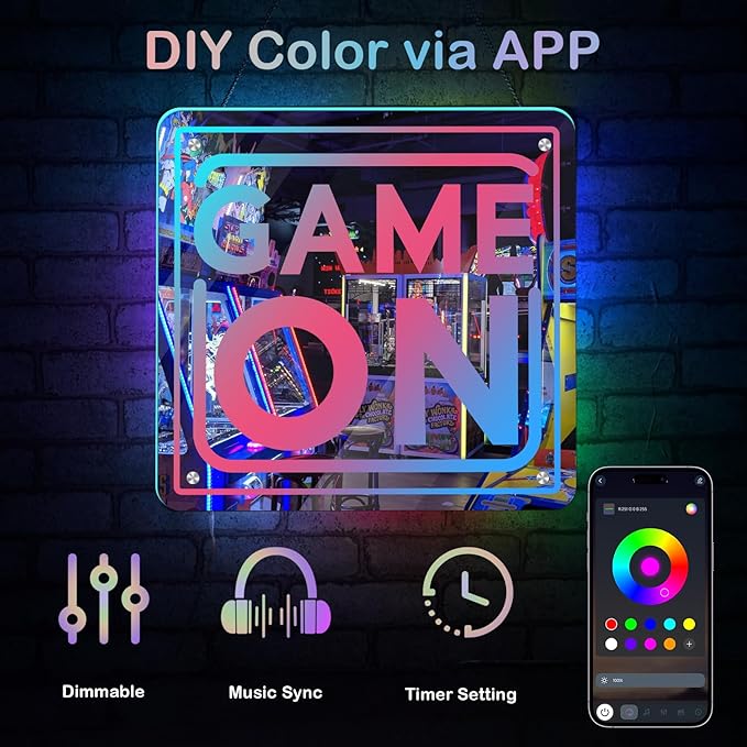 Game Neon Sign RGB Gaming LED Light DIY Color App Control Gamer Mirror Light Sign Gaming Wall Decor for Bedroom Studio Game Room in Christmas Party