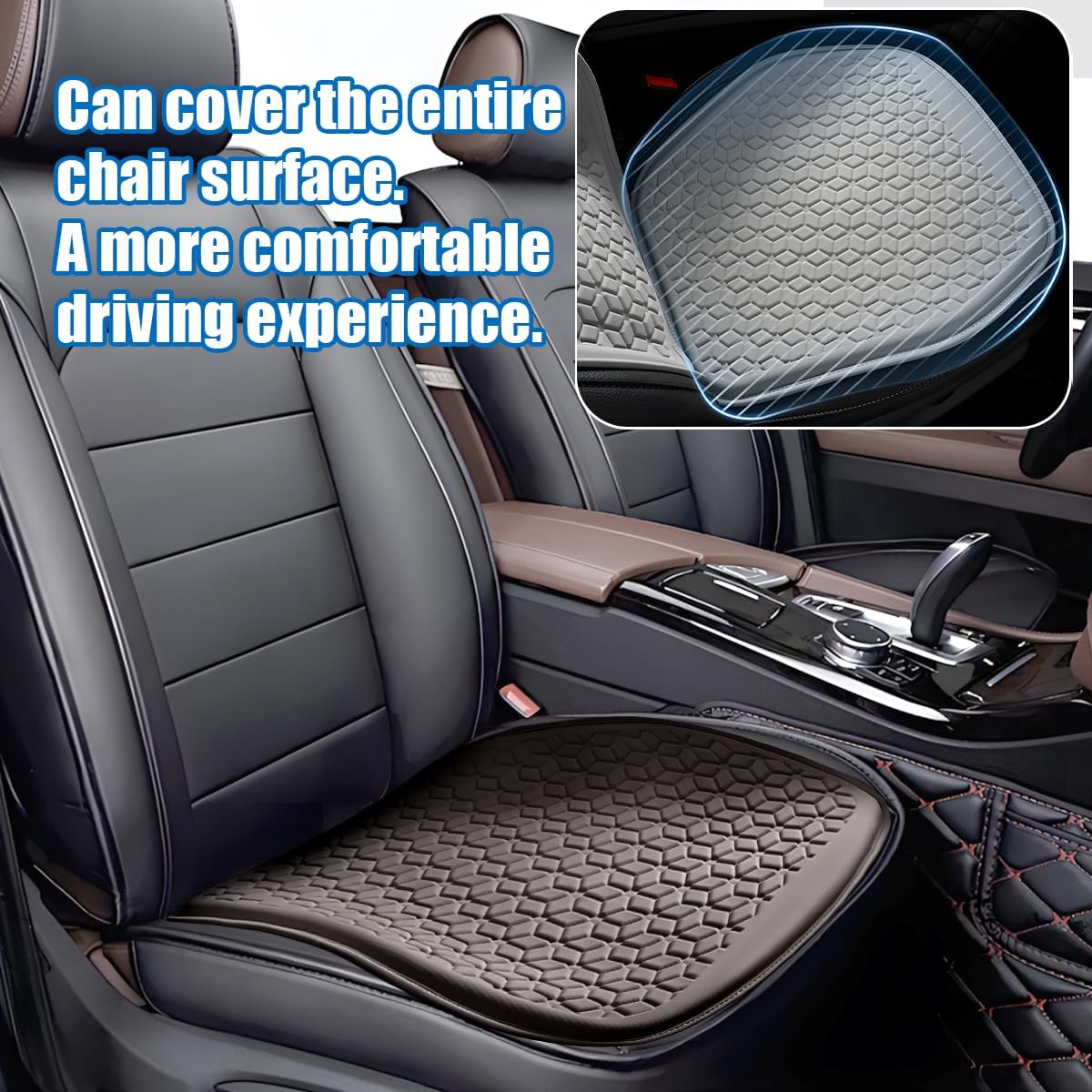 Zpana Gel Car Seat Cushion, Non-Slip Breathable Pad for Driving, Coffee