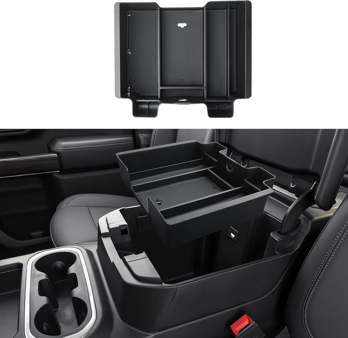 2022 Silverado 1500 Center Console Organizer For 2019-2022 Chevy Silverado 1500/GMC Sierra 1500 & 2020-2023 Silverado/Sierra 2500HD/3500HD Accessories - Only Fit Full Console w/Bucket Seats(Black)