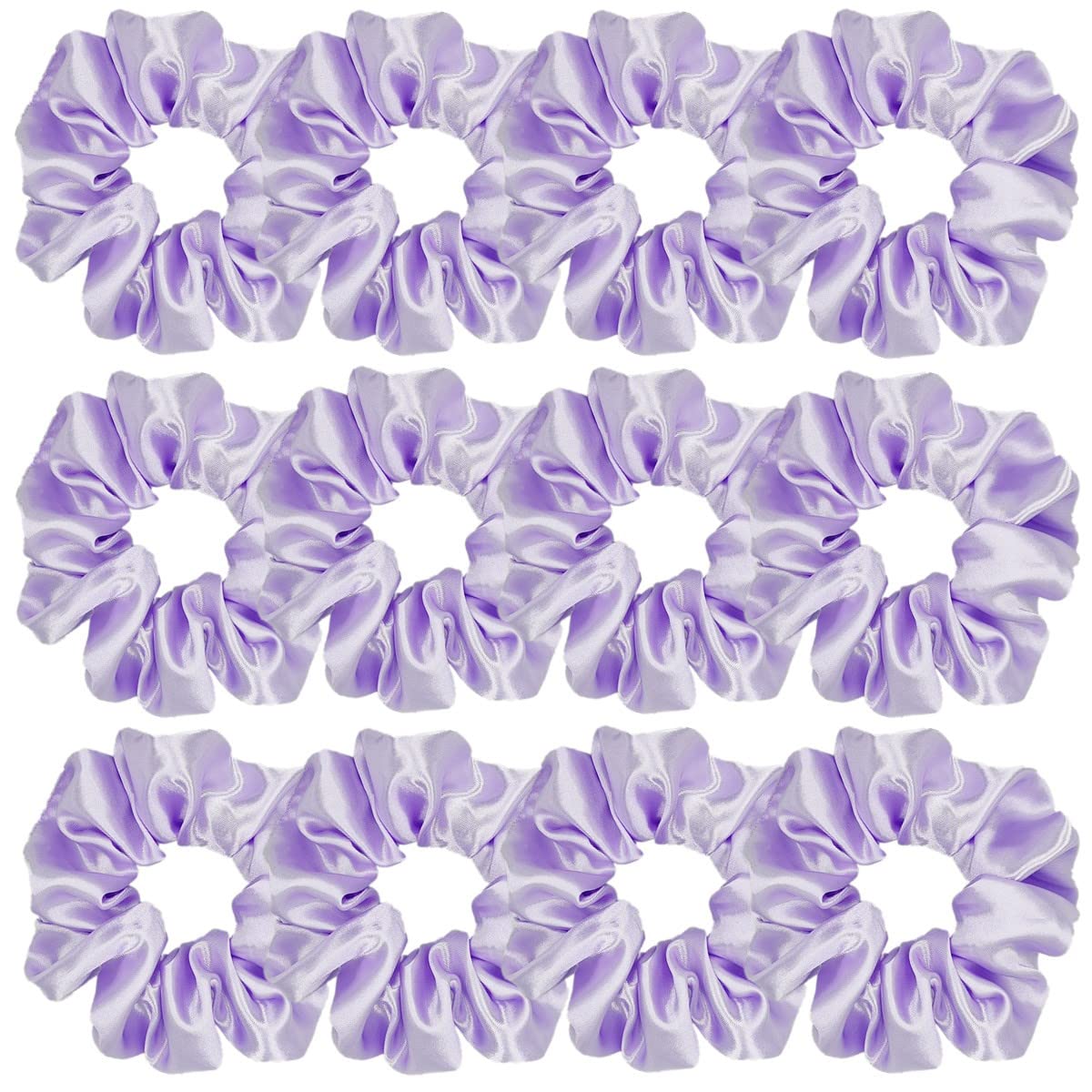 Sufermoe 12 Pcs Satin Silk Hair Scrunchies, Light Purple (4.5 Inch) Soft Hair Ties For Women And Girls - Versatile Hair Accessor