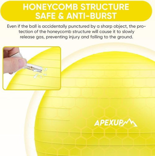 APEXUP Yoga Ball - Anti-Slip Heavy Duty Exercise Ball for Fitness & Core Workout | 5 Sizes Available