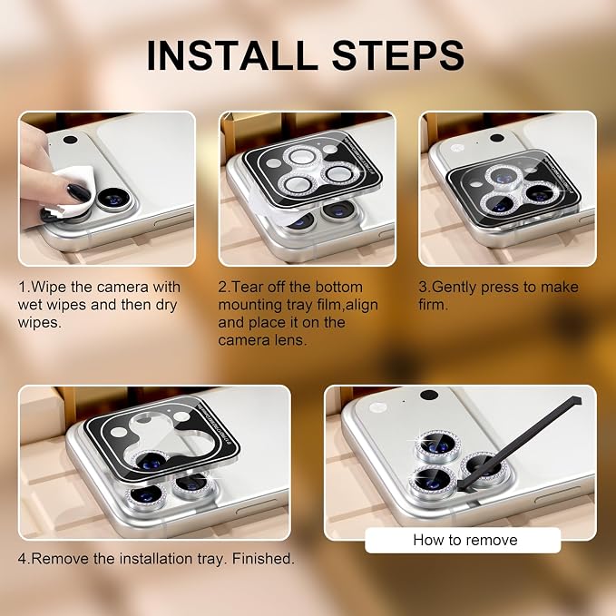 Misea Compatible for iPhone 17 Pro/iPhone 17 Pro Max Camera Lens Protector Bling