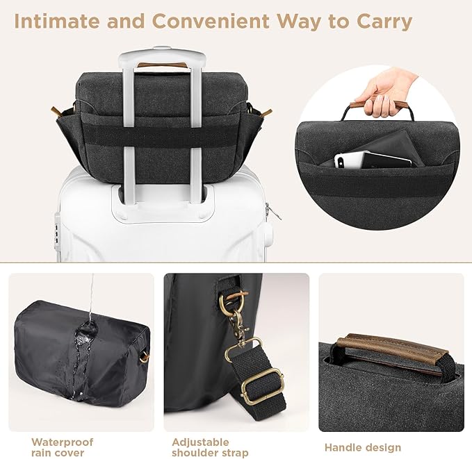 SMRITI Canvas DSLR Camera Bag Crossbody, Waterproof Messenger Camera Sling Bag