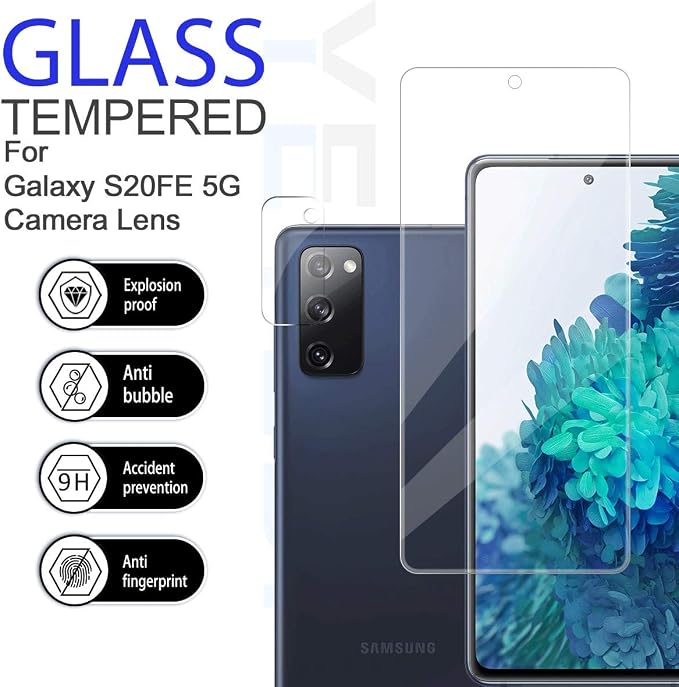 Galaxy S20 FE HD Clear Tempered Glass Screen Protector + Camera Lens Protectors