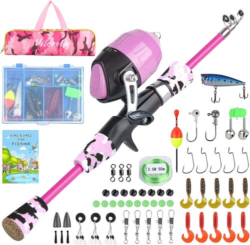 Milerong Kids Fishing Rod - Portable Telescopic Fishing Pole Combo Kit for Boys & Girls | Includes Reel & Tackle