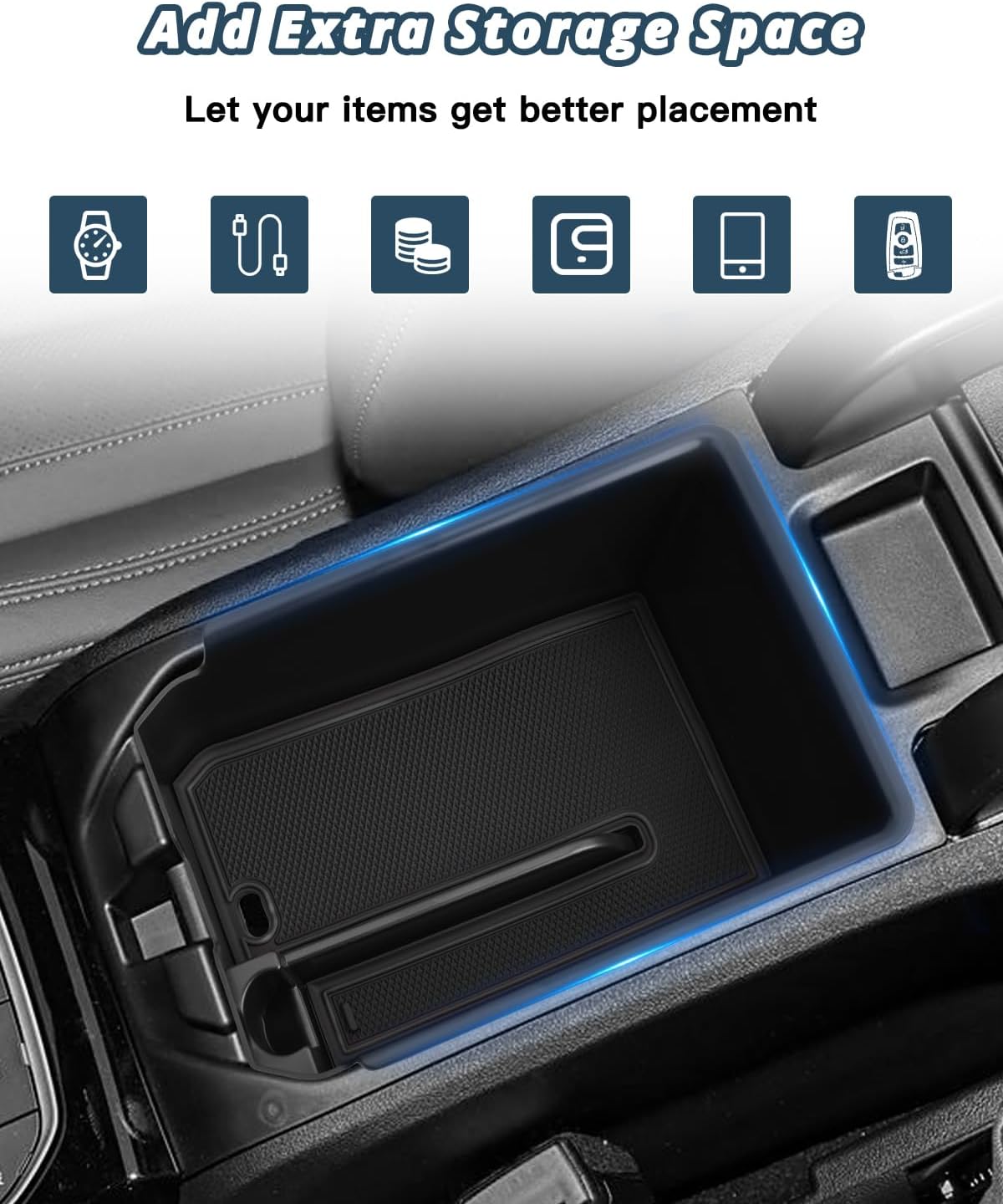 Ruiya 2025 2026 BMW X4 Center Console Organizer for 2026 BMW X4 Accessories ABS Material Armrest Console Glove Tray Compatible with (2019-2026) BMW X4 G02 & (2018-2024) BMW X3 G01