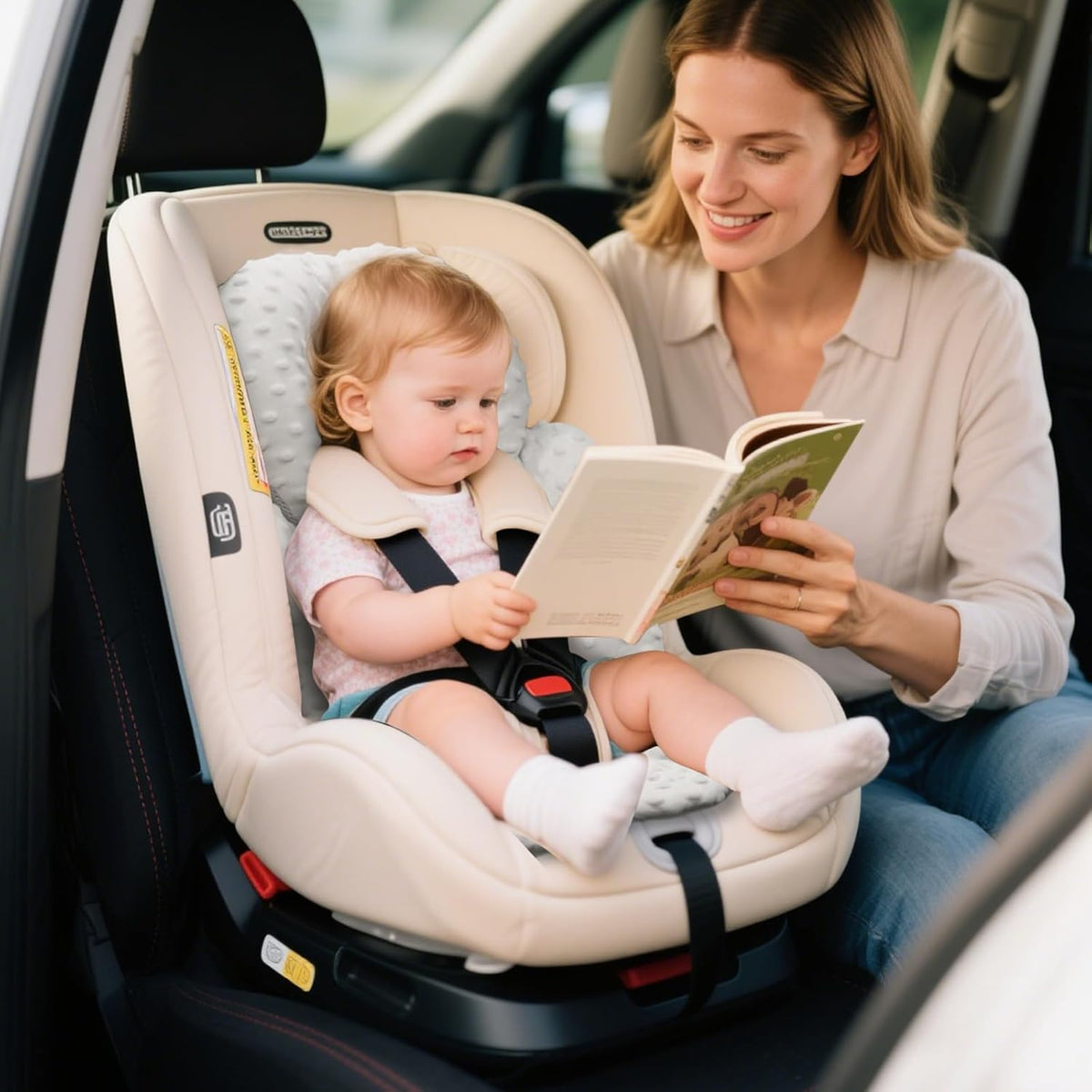KAKIBLIN Infant Car Seat Insert, Carseat Head Insert & Body Support for Newborn, 2-in-1 Reversible Newborn Car Seat Cushion, Soft Stroller Insert for Car Seats, Bouncer, Strollers, Swing