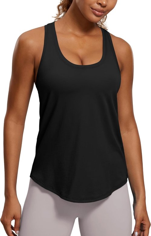 CRZ YOGA Pima Cotton Racerback Tank Tops for Women - Soft, Casual Sleeveless Workout Shirts