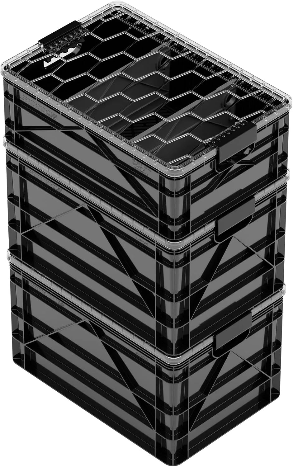SIDIO Pro Pack, HD Stackable Storage Bins with Lids & Dividers, Black