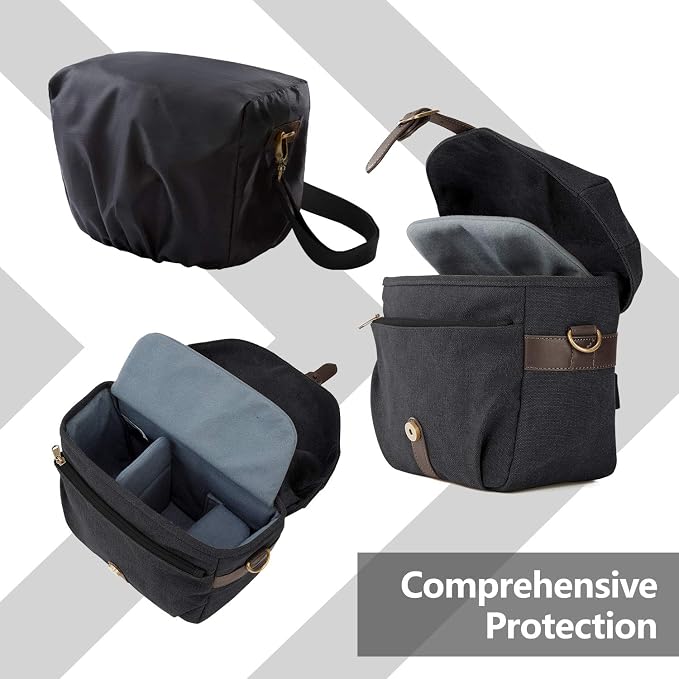 BAGSMART Camera Bag, SLR DSLR Canvas Crossbody Camera Case, Compact Camera