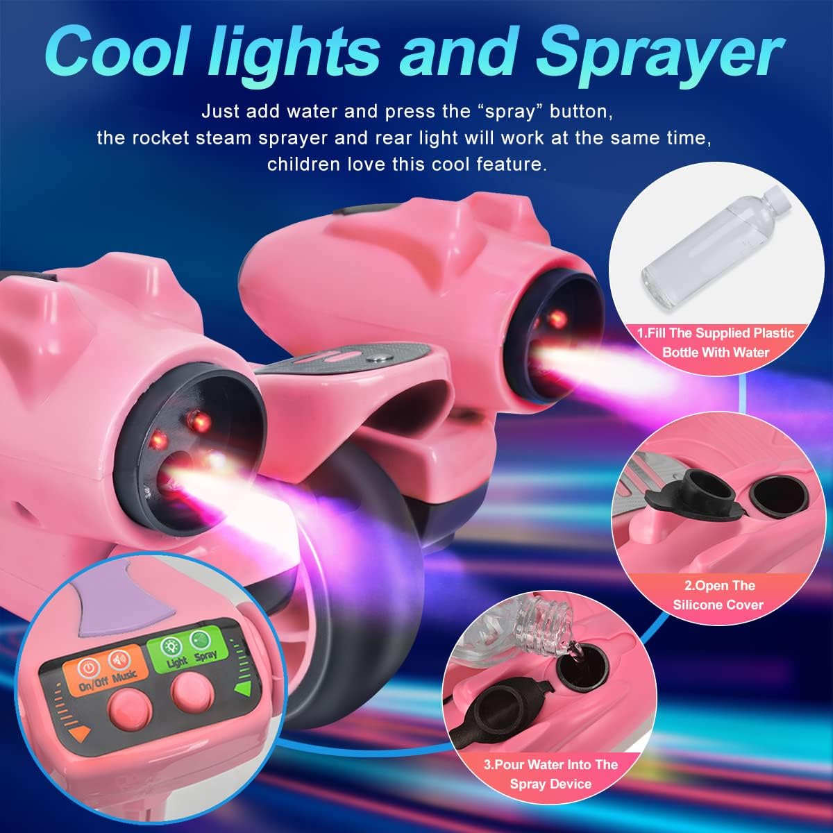 Skiennix 3-Wheel Scooter for Kids - Bluetooth Speaker, LED Lights, Foldable Design | Ages 3-10