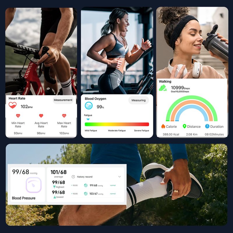 Smart Ring for Women Men Health Tracker - IP68 Waterproof Fitness Ring with Sleep Tracker/Heart Rate/Blood Pressure/Blood Oxygen/Step Counting/Calories for iOS & Android,No Subscription Fee,Silver #9