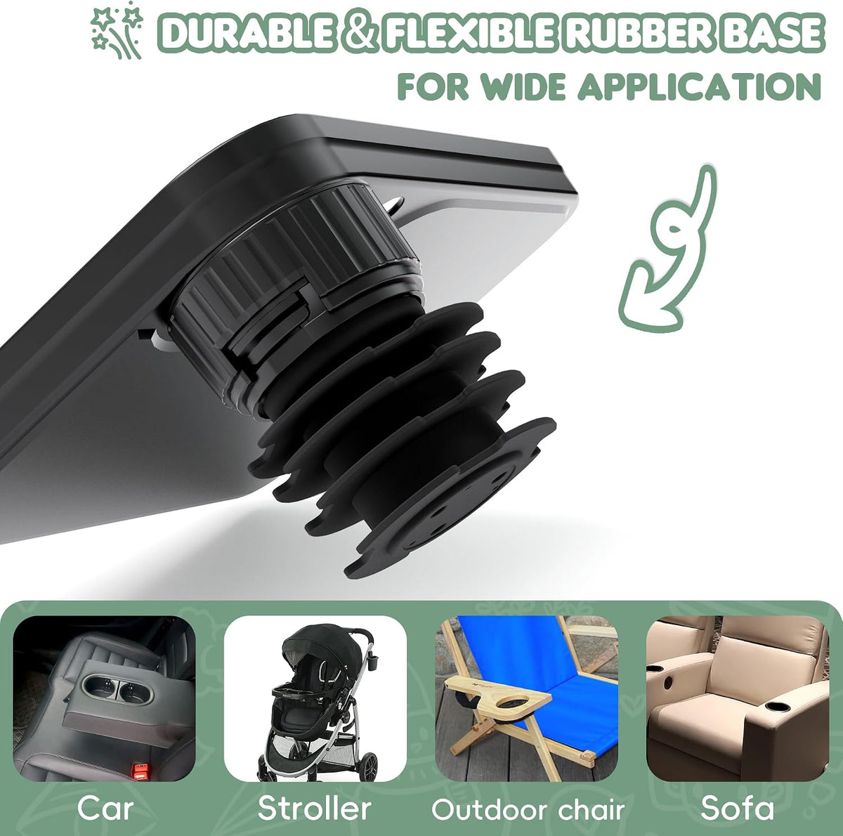 Car Seat Tray for Kids Fits 3.1'-3.5'Cup Holders (1, Large Base)