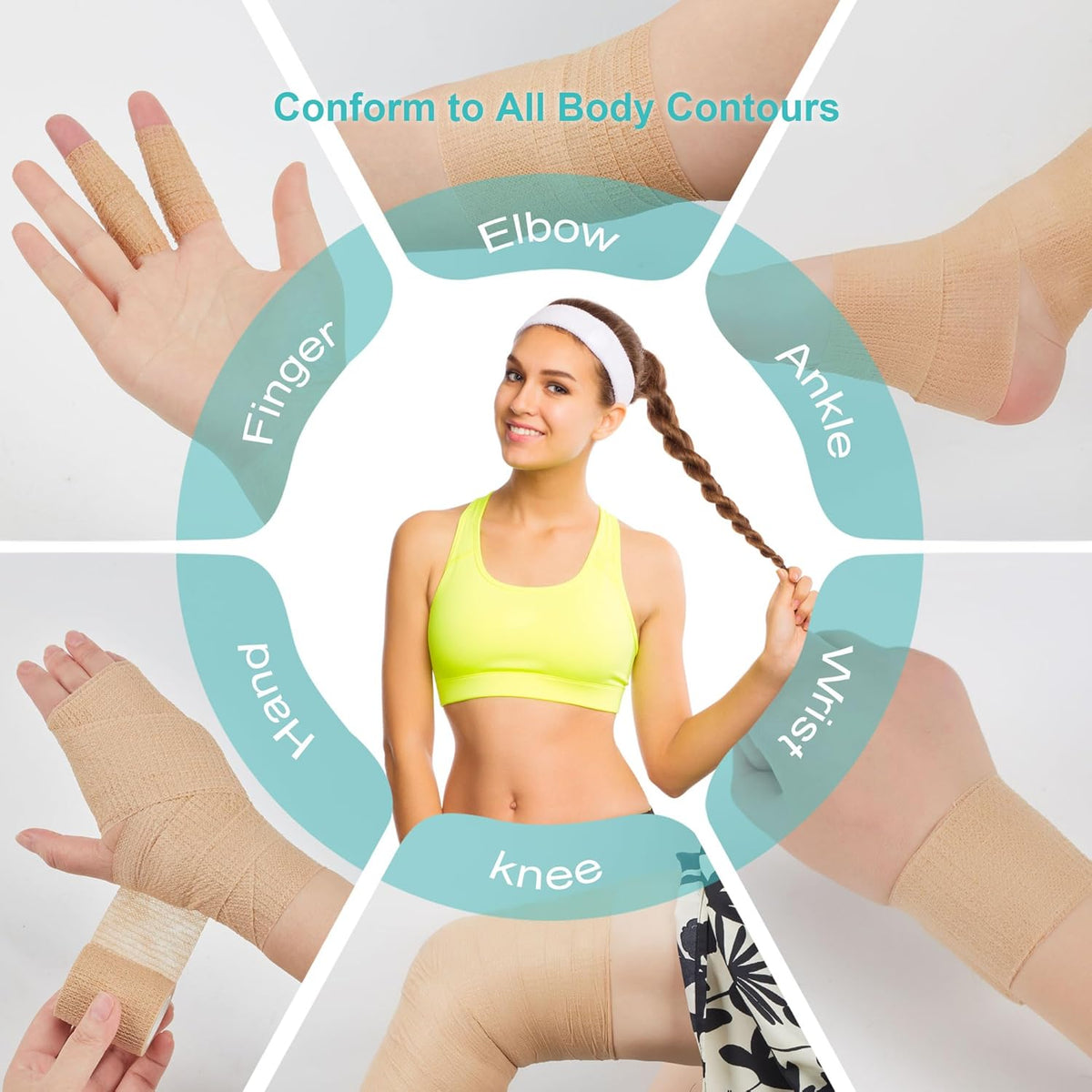 Skiennix Self-Adhesive Bandage Wraps - 6 Pack, 2” x 5 Yards, Skin Color, Perfect for Sports & Injury Support