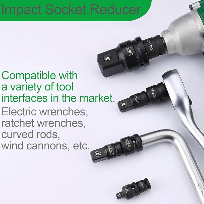1/2" Drive (Female) x 3/4" (Male) Impact Socket Adapter, CR-MO Steel, Compatible with Air Impact Wrenches, Breaker Bars, Ratchets