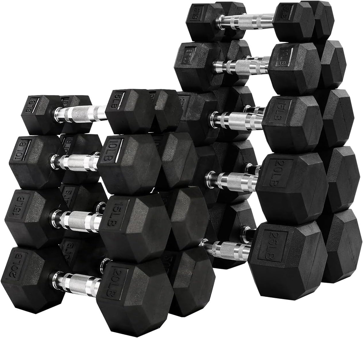 Rubber Hex Dumbbell Set | 15 lb - 550 lb Heavy-Duty Free Weights for Home Gym Strength Training