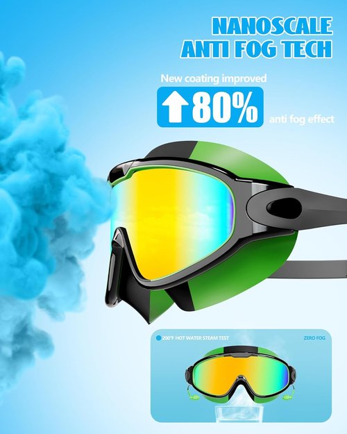 Aegend Kids Swim Goggles - Wide View, Anti-Fog & UV Protection | No Leak Design with Ear Plugs (Ages 3-14)