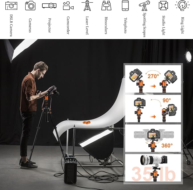 JOILCAN Tripod for Camera, Heavy Duty Travel Tripod for Binoculars Spotting