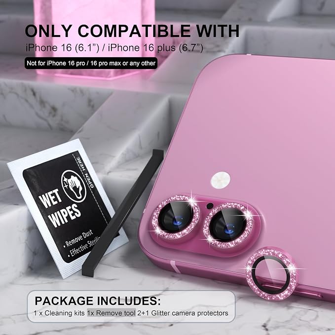 Choiche Compatible for iPhone 16 /iPhone 16 Plus Camera Lens Protector Bling