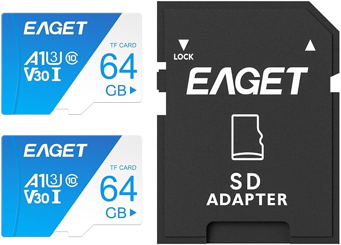 EAGET 2-Pack 64GB TF Memory Card Up to 100MB/s Read 60MB/s Write