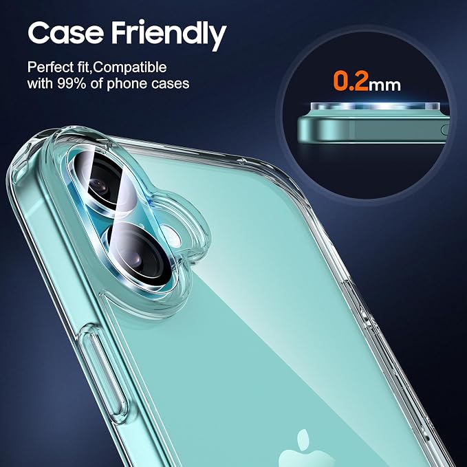 UniqueMe for 3 Pack iPhone 16 / iPhone 16 Plus/iPhone 17 Camera Lens Protector