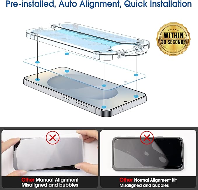 amFilm Auto-alignment OneTouch for Samsung Galaxy S25+ Plus 6.7'' Screen